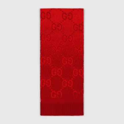 Gucci Kids' Gg Wool Jacquard Scarf In Red