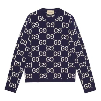 Gucci Gg Wool Jacquard Sweater 'blue Ivory'