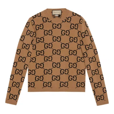 GUCCI GUCCI GG WOOL JACQUARD SWEATER 'CAMEL BLACK'