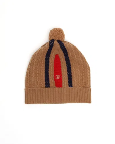 Gucci Gg Wool Knit Beanie In Brown