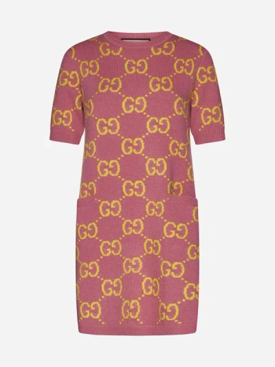 Gucci Gg Knit Dress In Pink