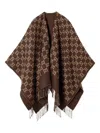 Gucci Gg Wool Jacquard Cape In Brown