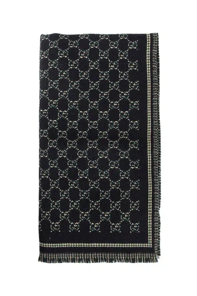 Gucci Gg Wool Scarf In Black