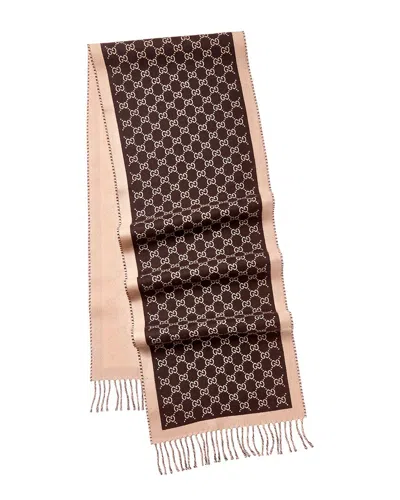 Gucci Gg Wool Scarf In Metallic
