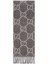 Gucci Strickschal Aus Gg Jacquard Mit Quasten In Black