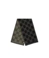 Gucci Check Gg Wool Scarf In Black