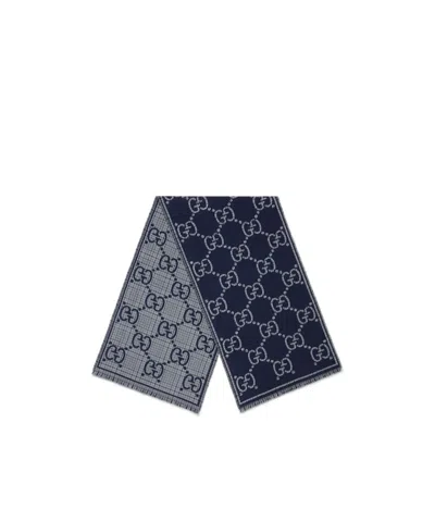 Gucci Gg Wool Scarf In Black