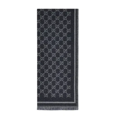 Gucci Gg Wool Scarf In Blue