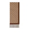 Gucci Gg-pattern Wool Scarf In Brown