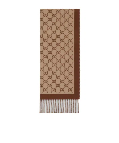 GUCCI GG-PATTERN WOOL SCARF