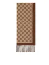 Gucci Gg-pattern Wool Scarf In Brown