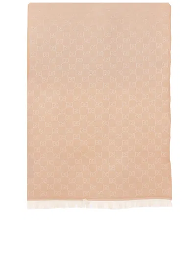 Gucci Gg Wool Scarf In Brown
