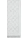 Gucci Gg Jacquard Knitted Scarf In Grey