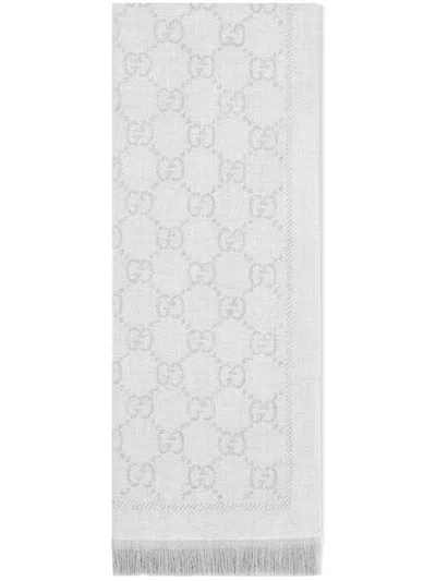 Gucci Gg Wool Scarf In Grey