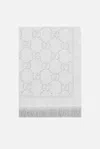 Gucci Gg Jacquard Knitted Scarf In Light Grey
