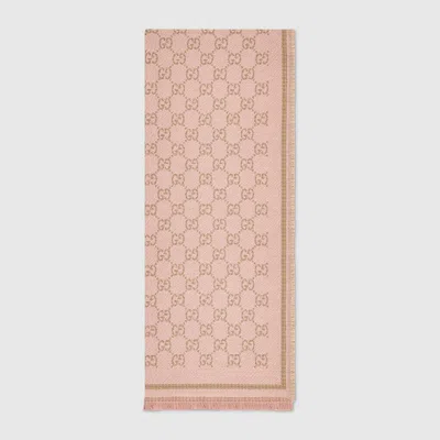 Gucci Gg Wool Scarf In Pink