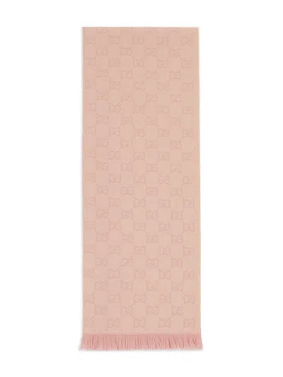 Gucci Gg Wool Scarf In Pink