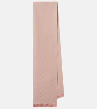 Gucci Gg Wool Scarf In Pink