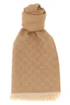 Gucci Gg Wool Scarf In Sand