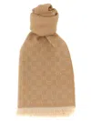 Gucci Gg Wool Scarf Scarves And Foulards Beige In Brown