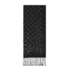 Gucci Gg Wool Scarf With Crystals In Black