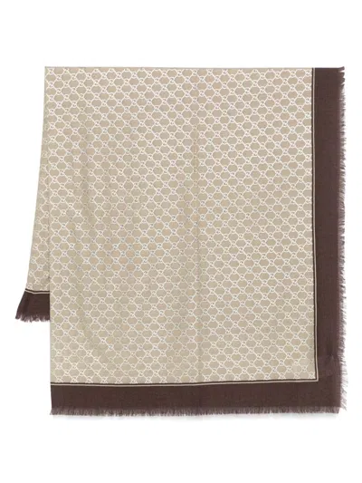 Gucci Gg Wool Shawl In Brown
