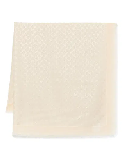 Gucci Gg Wool Shawl In Neutrals