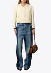 Gucci White Jacket With Notched Revers In Gg Canvas Woman
