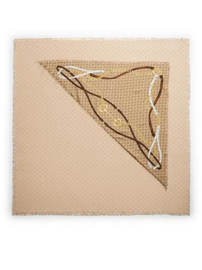 Gucci Gg Wool Silk Jacquard Cape In Neutral