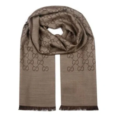 Gucci Gg Wool Silk Jacquard Scarf 'dark Brown'