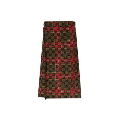 Gucci High Waist Checked Skirt In Multicolor