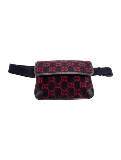 Pre-owned Gucci Gg Wool Slim Waist Bag In Blue