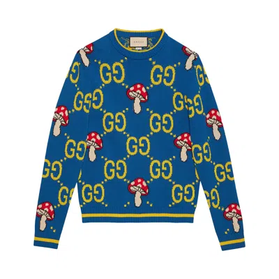 Pre-owned Gucci Gg Wool Sweater 'bluette/multicolor' | Men's Size M