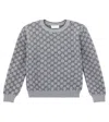 Gucci Grey Sweater For Kids With Gg Motif In Gray