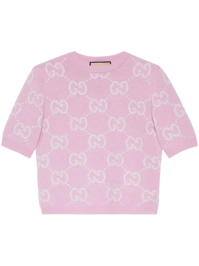 Gucci Gg Wool Top In Pink