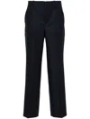 Gucci Horsebit-pattern Straight-leg High-rise Cotton And Wool-blend Trousers In Blau