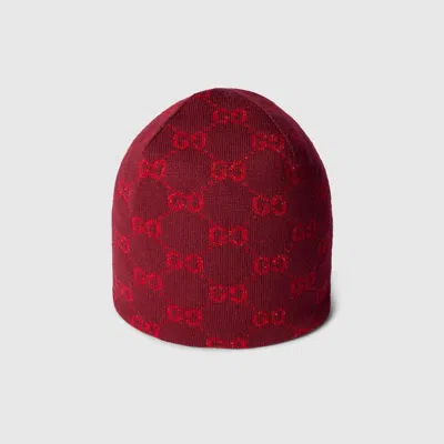 Gucci Gg Wool Viscose Lamé Jacquard Hat In Bordeaux