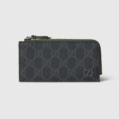 Gucci Gg Zip Card Case With Gg Detail In Black