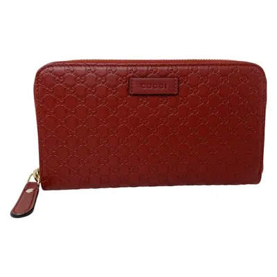Pre-owned Gucci Gg Zip Clutch Micro Ssima In Red