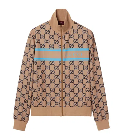 Gucci Gg Zip-up Jacket In Beige