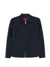 Gucci Checkered Jacket Collared Neck Front Pockets In Blue