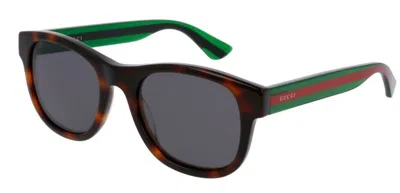 Pre-owned Gucci Gg0003sn 003 Havana Green/gray Round Unisex Sunglasses