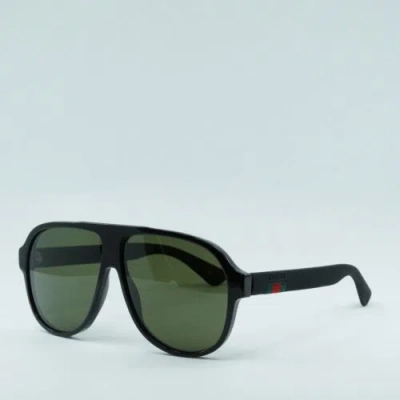 Pre-owned Gucci Gg0009s 001 Black/green 59-11-145 Sunglasses