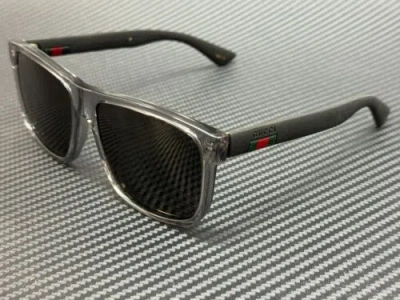 Pre-owned Gucci Gg0010s 004 Rectangular Square Black Grey 58 Mm Men's Sunglasses In Gray