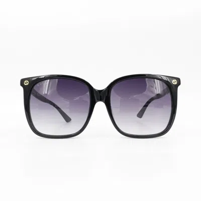 Pre-owned Gucci Gg0022 Oversized Acetate Sunglasses Black Gray Os