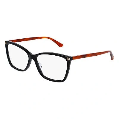 Pre-owned Gucci Gg0025o-003 Black Havana Eyeglasses