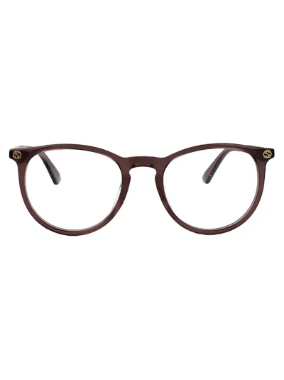 Gucci Gg0027o Glasses In Brown-brown-transparent