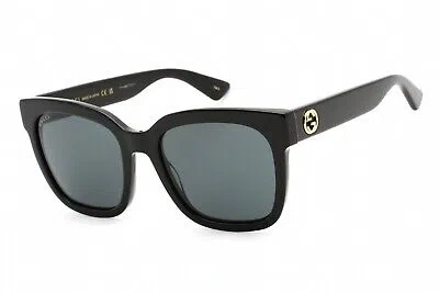 Pre-owned Gucci Gg0034sn 001 Sunglasses Black Frame Grey Lenses 54mm In Gray