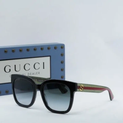 Pre-owned Gucci Gg0034sn 002 Black/green/grey Gradient 54-20-140 Sunglasses In Gray