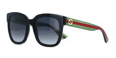 Pre-owned Gucci Gg0034sn 002 Sunglasses Shiny Black Frame Grey Gradient Lenses 54mm In Gray
